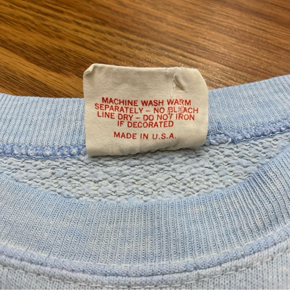 Vintage 70s Disney Mickey Mouse Blue Raglan Sweatshirt Size L Pop Art USA Made - Picture 5 of 8